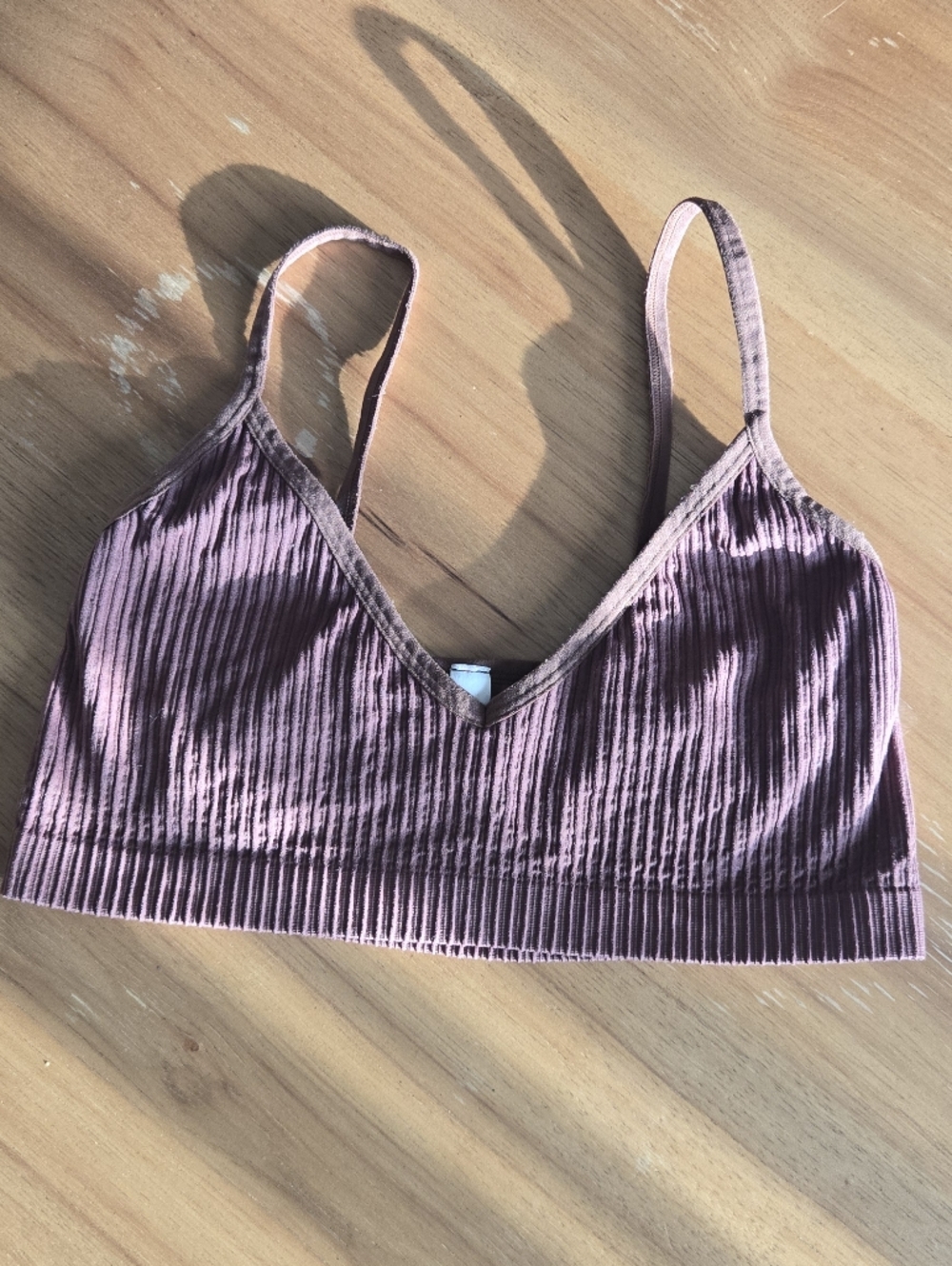 colsie ribbed lounge bralette | size large | mauve minimal soft bra - Picture 4 of 5